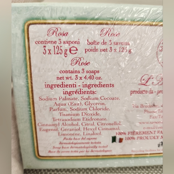 Saponificio Artigianale Fiorentino Rose Scented Handmade Soaps Three 4.40 OZ - Picture 6 of 16